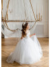 Ivory V Back Floor Length Flower Girl Dress